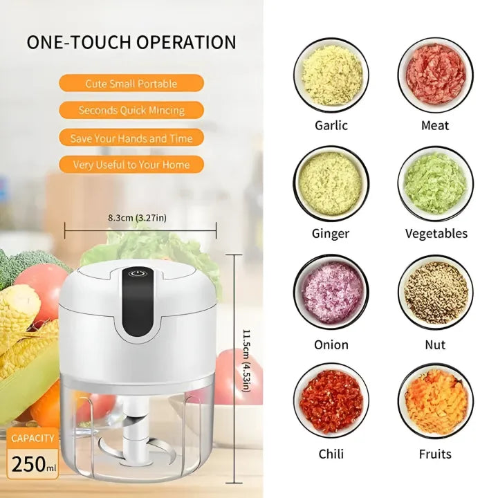 Mini Food Chopper – Portable Electric Vegetable & Meat Cutter with 3 Sharp Stainless Steel Blades,USB Rechargeable