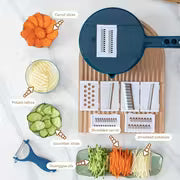 12-in-1 Multi-Function Vegetable Chopper for Carrots, Potatoes, Radishes, and More – Manual Slicer, Shredder, and Grater – Essential Kitchen Tool
