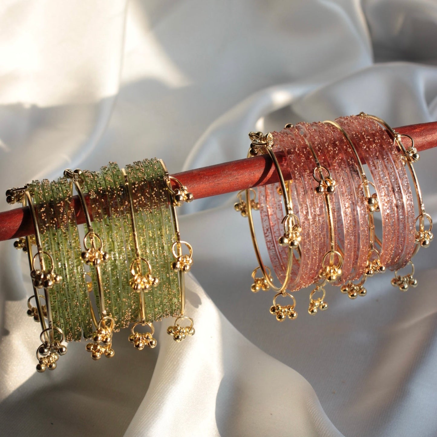 Kashmiri Bangles-Golden Bangles with Glass Churiyaan