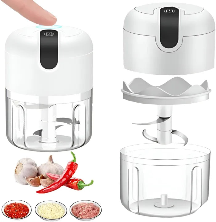 Mini Food Chopper – Portable Electric Vegetable & Meat Cutter with 3 Sharp Stainless Steel Blades,USB Rechargeable
