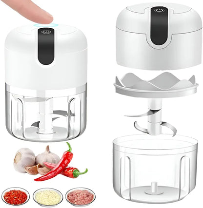 Mini Food Chopper – Portable Electric Vegetable & Meat Cutter with 3 Sharp Stainless Steel Blades,USB Rechargeable