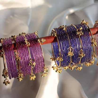Kashmiri Bangles-Golden Bangles with Glass Churiyaan